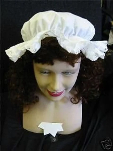 Smiffy's White MOP Cap With Lace Trim – Spitzenhäubchen Für Kostümpartys – Einheitsgröße