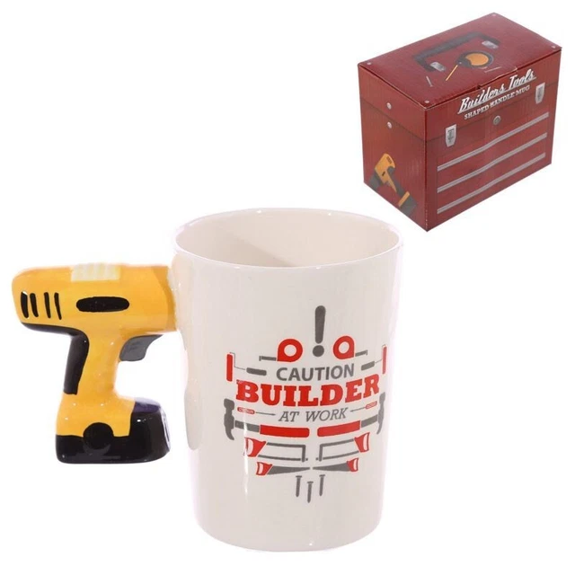 Electric Drill Handle Ceramic Mug Tea Coffee Cup Builder Tool Novelty Gift Boxed