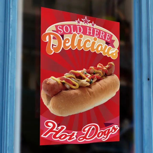 Hot Dogs Sold Printed Vinyl Wall Window Shop Sign Cafe Adhesive Takeaway Kiosk