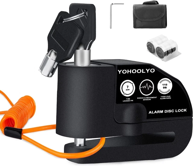 Bloccadisco Moto Lucchetto Antifurto Moto Impermeabile Allarme Sonoro 110DB per