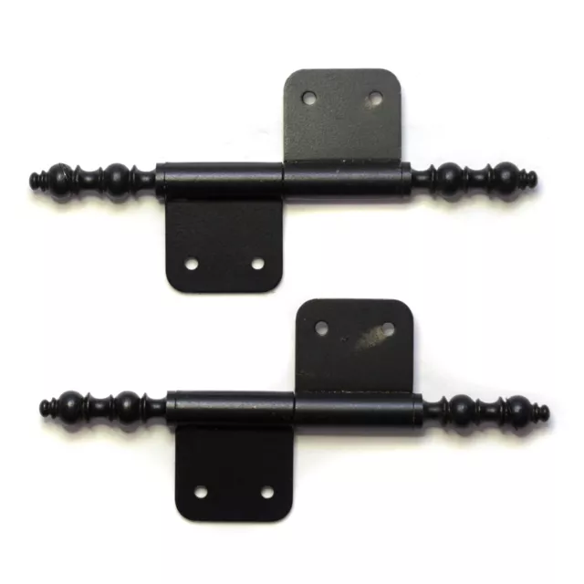 Vintage Pair of Black Metal Strap Cabinet Hinges
