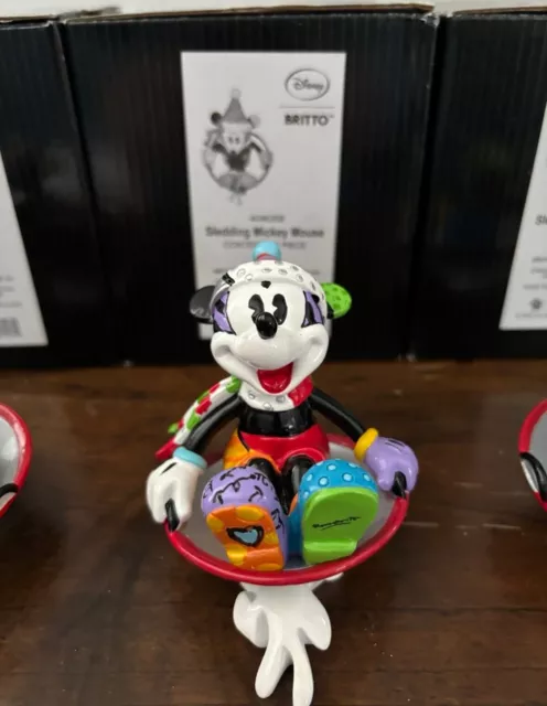 Britto Disney Enesco Mickey Mouse On Sled Ice , New In Box. Very Rare Retired