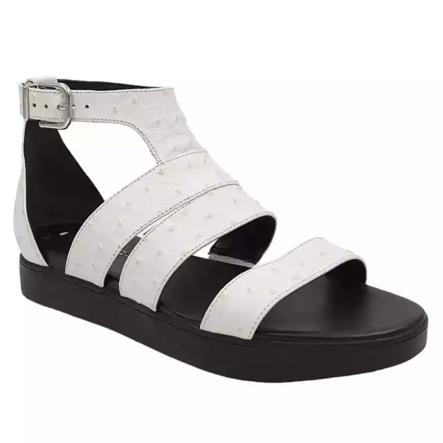Via Spiga Women Strappy Sandals Cora Size US 8M White Faux Ostrich Leather