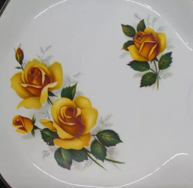 James Kent Ltd Old Foley Tennis Saucer with Yellow Roses and Gold Trim 3