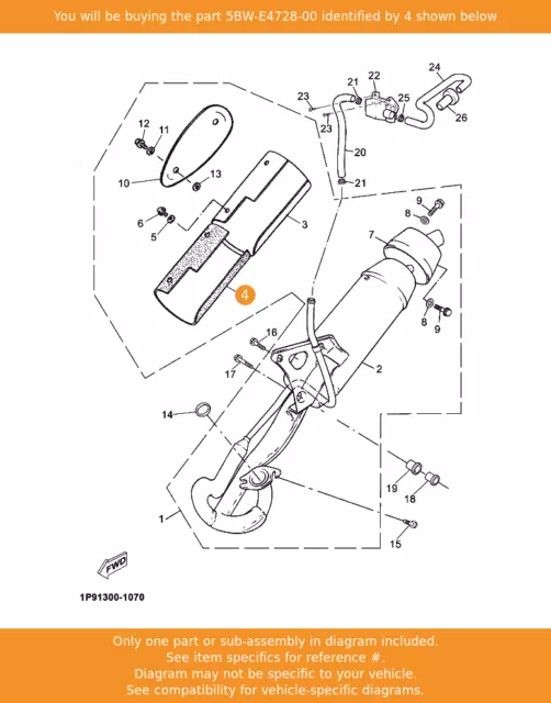 YAMAHA Protector, Muffler 2, 5BW-E4728-00 OEM YN50 CS50 CS50Z CS50MACH G AIR