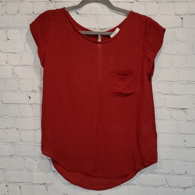 Joie Rancher short sleeve silk top in dark red