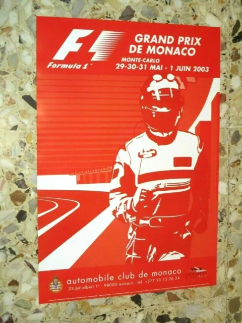 61 Eme Grand Prix Monaco 2003 Affiche Originale F1 Formule 1 Formula One Prince