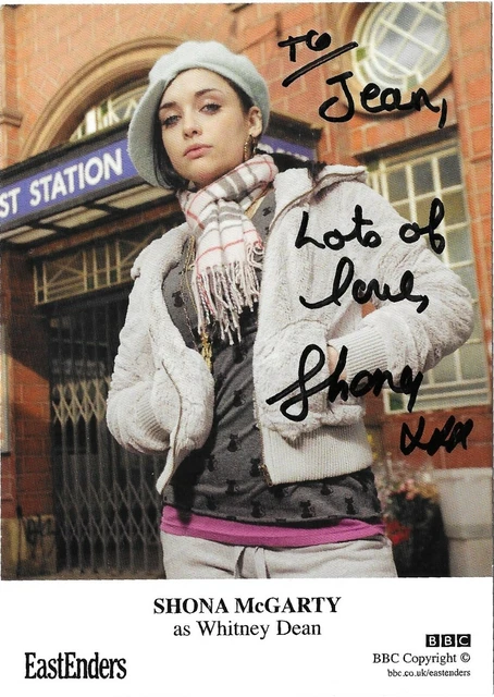 Shona McGarty - Whitney Dean - Eastenders Cast Card - Hand signed - Dedicated