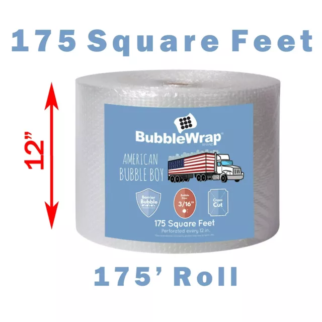 Official Sealed Air Bubble Wrap - 175 feet x 3/16" x 12" - Perforated Every 12"