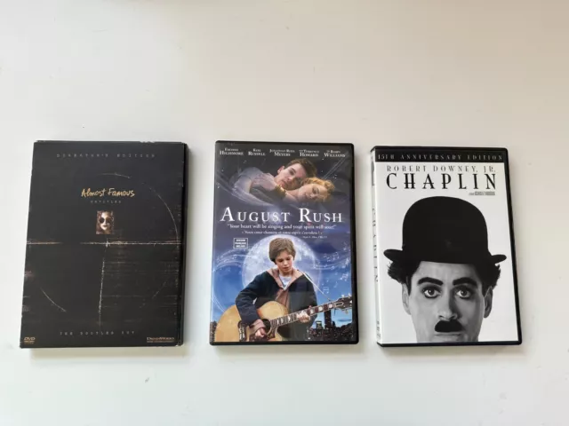 Almost Famous August Rush Chaplin DVD $15 Each Like New