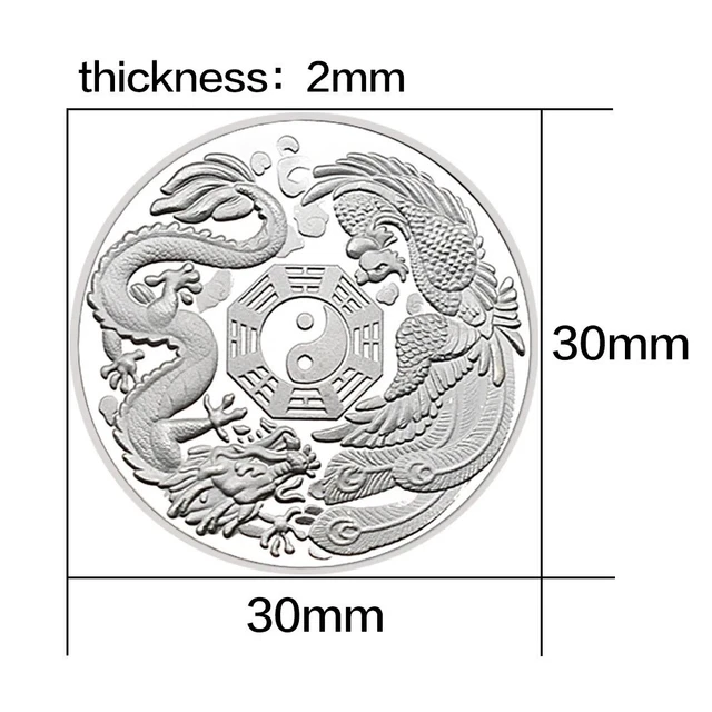 Pièce Chance Dragon Chinois – Métal Doré 40 Mm – Cadeau Symbolique Porte-Bonheur