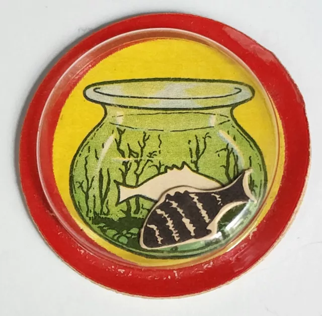 1957 Vintage Premium Cracker Jack Prize Fish in a Bowl Magic Puzzle or Game Toy