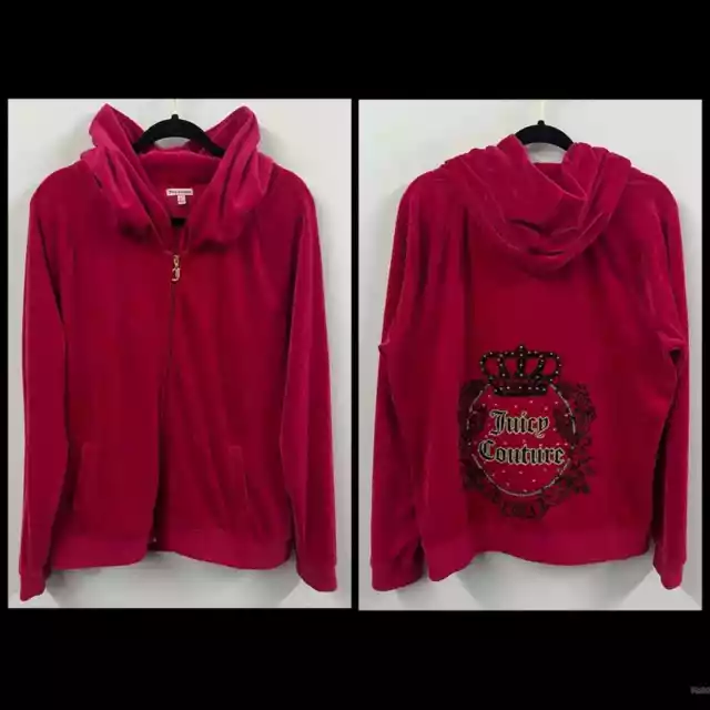 Juicy Couture Velour Bling Hoodie Jacket Woman Size XL