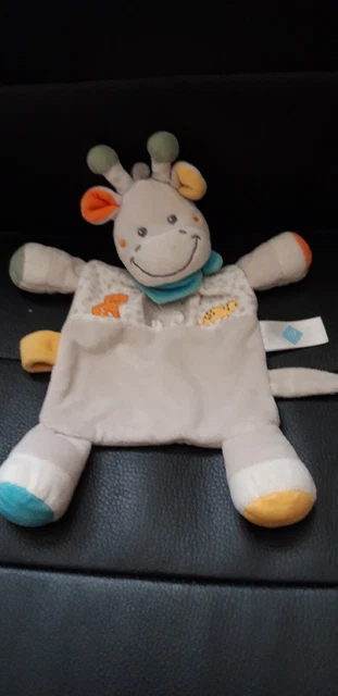 Doudou Tex Baby Girafe Plat Gris Bleu Jaune Éléphant Tbe