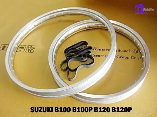 Suzuki B100 B100P B120 B120P  Front &  Rear Alu Silver Wheel Rim Set  *Bi5264*