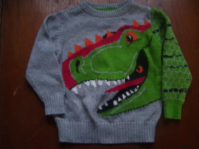 Baby Boys ' Tu ' Dinosaur Jumper Age 9-12 Months Excellent Condition