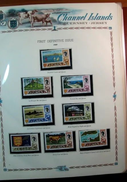 Old Album Page Channel Islands-Jersey Stamp Scott# 7-21 Bailiwick 1969 MNH L468