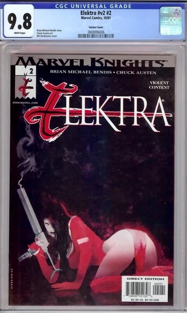 Elektra V2 #2 Bill Sienkiewicz Variant Cover CGC 9.8 WP 2001 Tough Black Cover