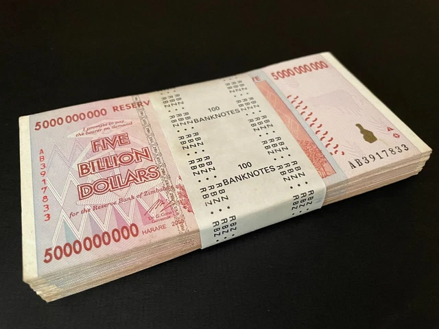 Zimbabwe  100 x 5 Billion Dollars 2008 - Pick- 84 - Bundle 100 PCS USED