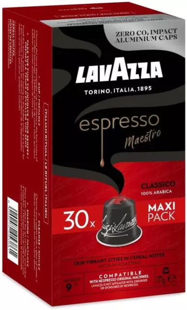 , Espresso Maestro Classico, 30 Aluminium Coffee Capsules Compatible with Nespre