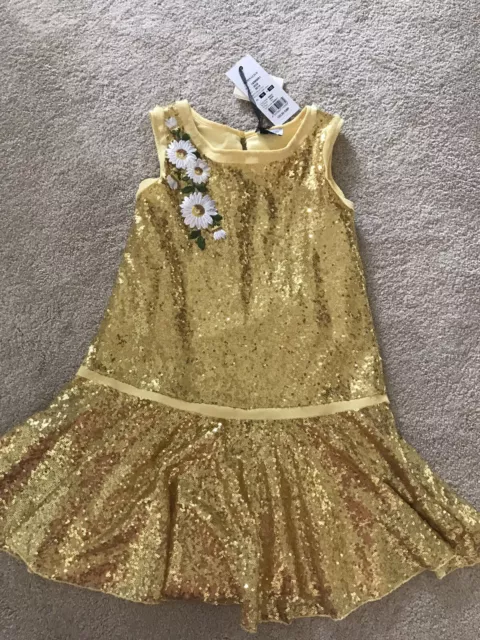 Stunning Monnalisa Gold Dress, Age 10, Nwt