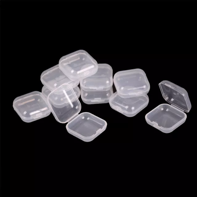 10Pcs Mini Clear Plastic Small Box Jewelry Earplugs Container Storage B*xd