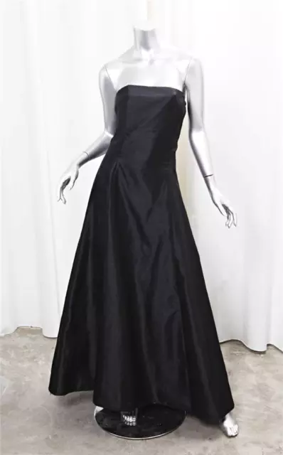 A.B.S. EVENING ALLEN SCHWARTZ Black Silky Strapless Evening Gown Dress sz.6