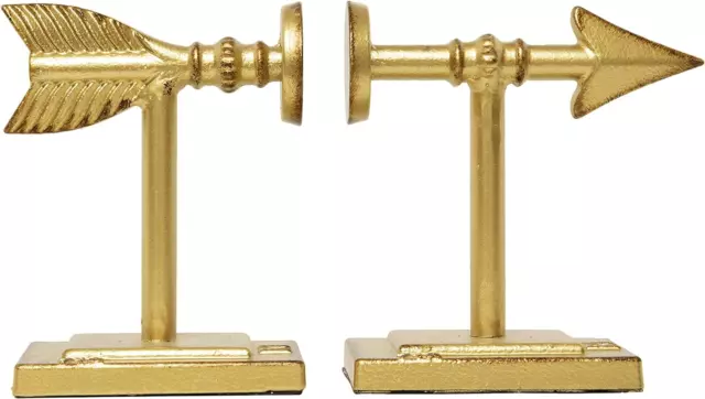 Creative Co-Op Decorative Cast Metal Arrow Bookends, Gold, Set of 2