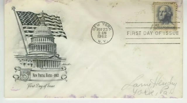 New Postal Rates FDC 1962 Artmaster Cachet Cover Scott 1213 5c Stamp S18