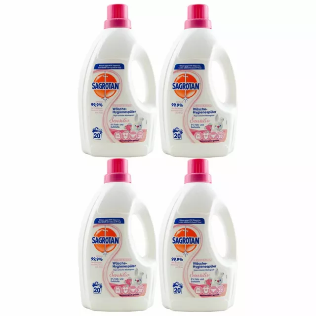 Sagrotan Laundry Hygiene Cleaner Sensitive 4 X 1,5Liter 20WL - 0% Color &