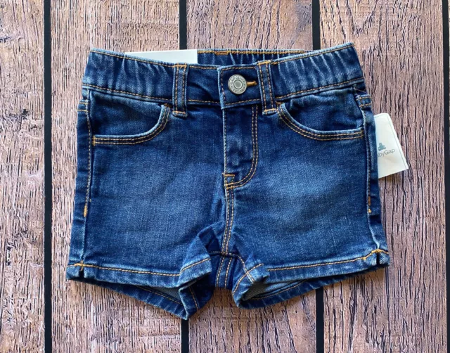 Toddler Girl Size 2 2T Baby Gap Stone Wash Pull On Stretch Shortie Denim Shorts