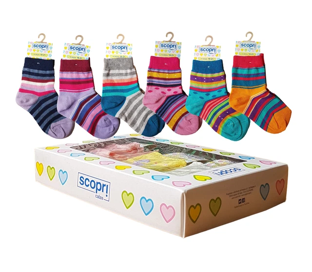 Calzini corti 6 paia neonato baby misto cotone SCOPR! CALZE GUAPA Assortiti