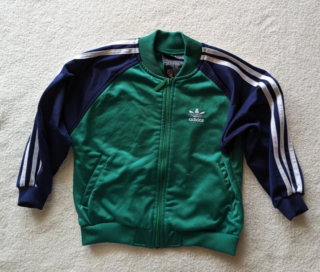 Vintage Adidas 3 Stripe Trefoil Logo Track Jacket Red Kids M 11-12y Green Blue
