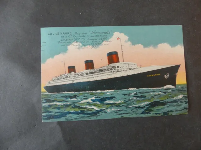 Carte Postale Ancienne Le Havre Paquebot Normandie 1935