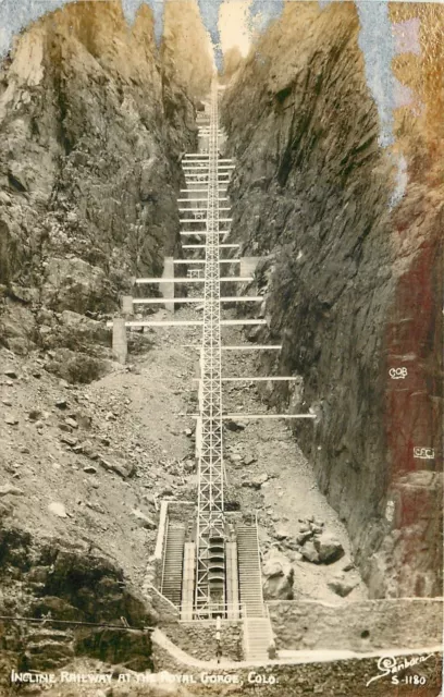 Royal Gorge Colorado~Incline Railway at the Royal Gorge~1940s Real Photo~RPPC