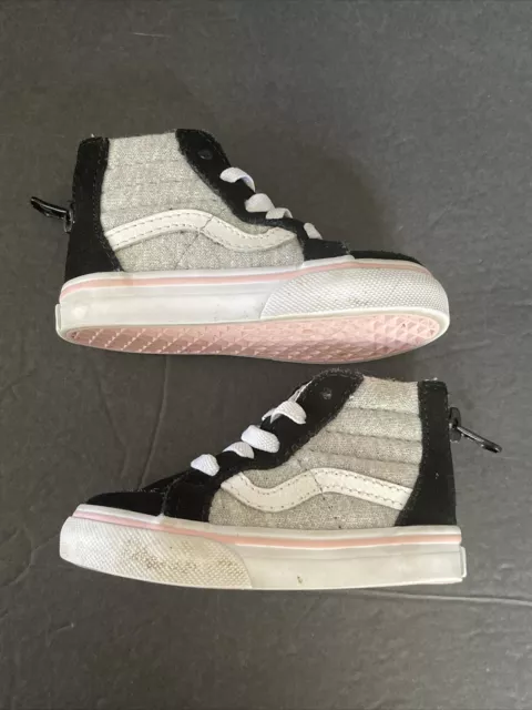 Vans  SK8-Hi Zip Girl Sneakers Grey/Pink/Black Infant Size 4 2