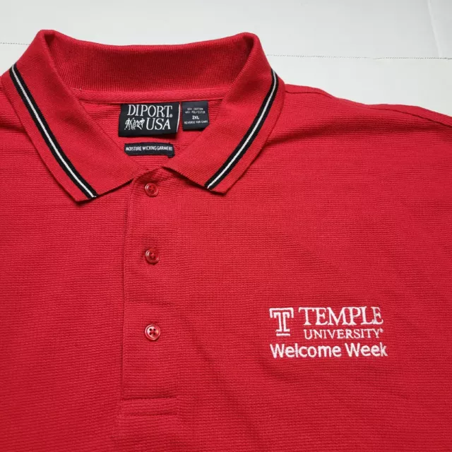 Temple University Welcome Week Polo Shirt Mens 2XL Red Diport J8
