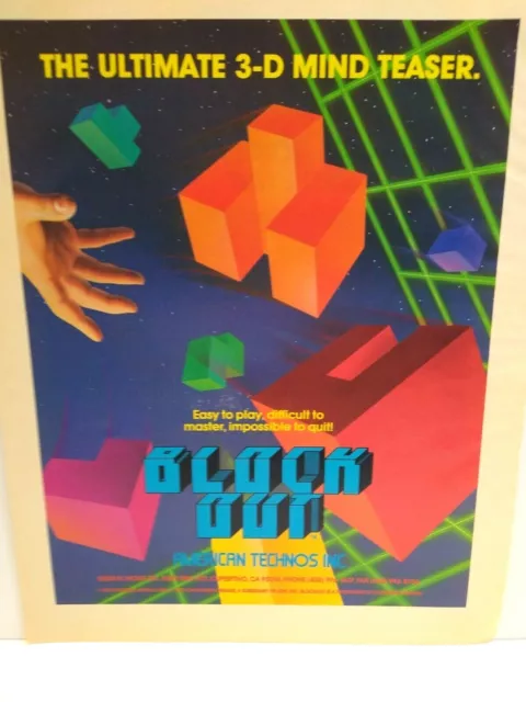 Block Out Arcade AD American Technos 1989 Video Arcade Game Magazine Artwork 3