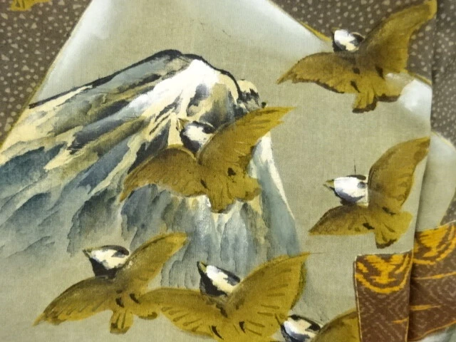 6798222: JAPANESE KIMONO / ANTIQUE MENS HAORI / SPARROW (lining)