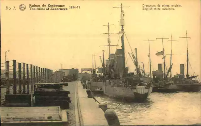 Antique Military Army  Real Photo The Ruins Of Zeebrugge 1914-18