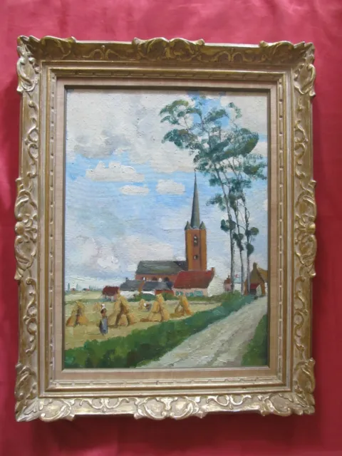 Superb Oil Early 20 Th Century " Haying "