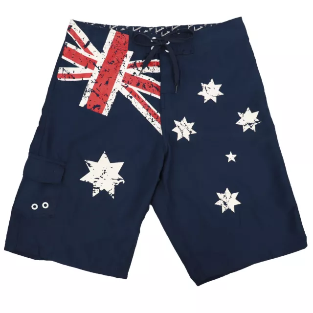 Men's Adult Board Shorts Australian Flag Australia Day Souvenir Navy Beach Wear