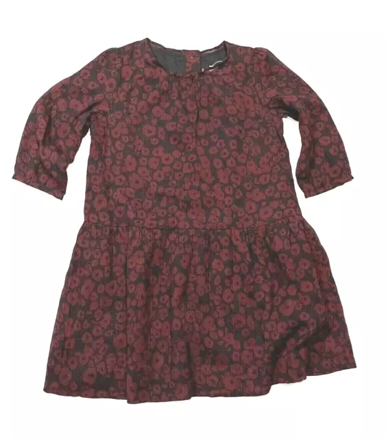 Burberry girl Tais Leopard-Print Silk Dress in Claret - youth 8Y / 8 - rt $249