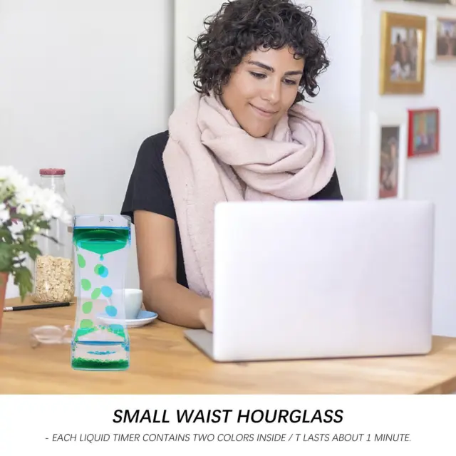Liquid Motion Bubbler - Hourglass Liquid Timer Desk Ornament (Blue Green)