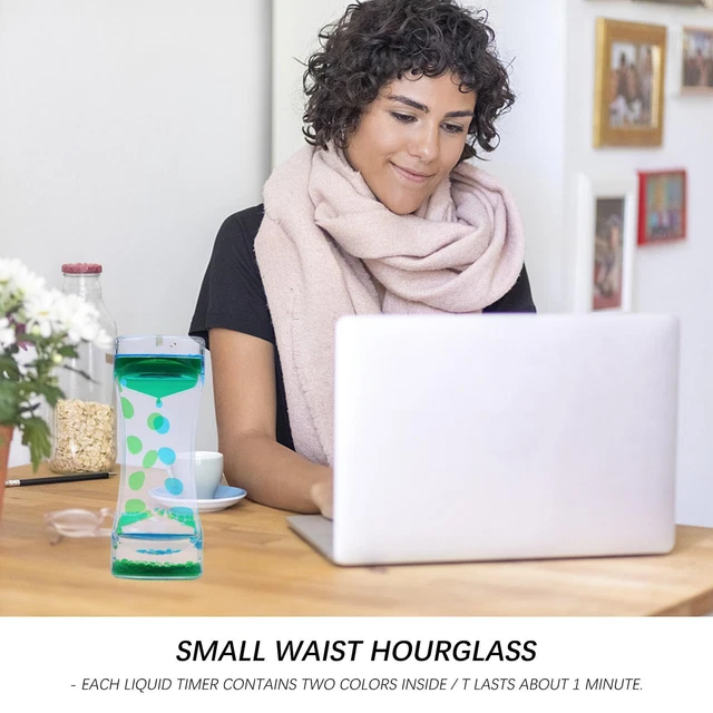 Liquid Motion Bubbler - Hourglass Liquid Timer Desk Ornament (Blue Green)