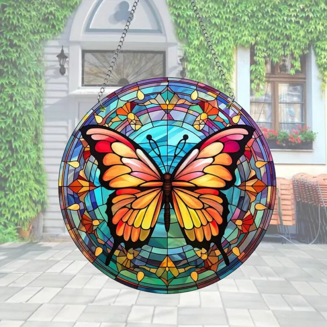 HD Red Shades Butterfly Sun Catcher Multi-Coloured Hanging Decor Indoor/Outdoor