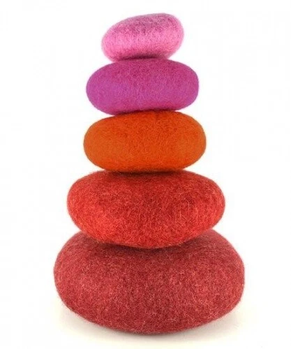 Set De 5 "Piedras De Río" De Fieltro Apilables Rojo - Papoose