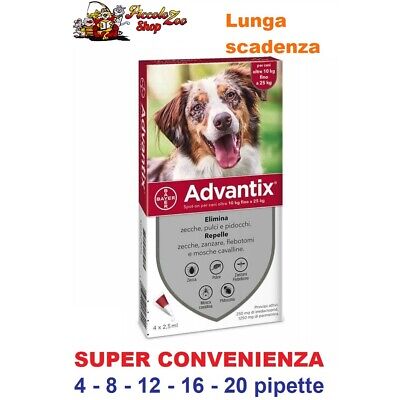 Advantix Bayer 10-25kg antiparassitario per cane 4- 6- 8- 12- 16- 20 pipette