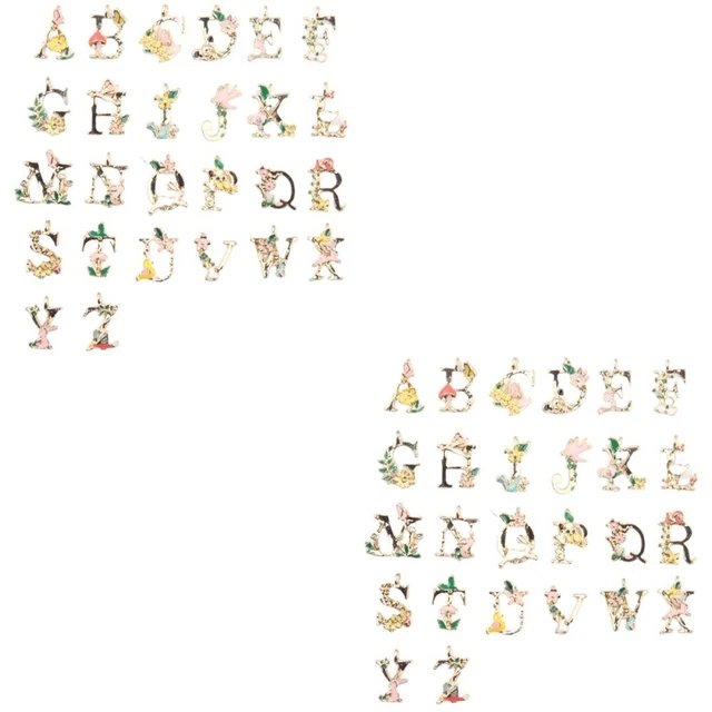 52 Pcs Initial Charme Armband Überzogene Charme Buchstaben für Armbänder