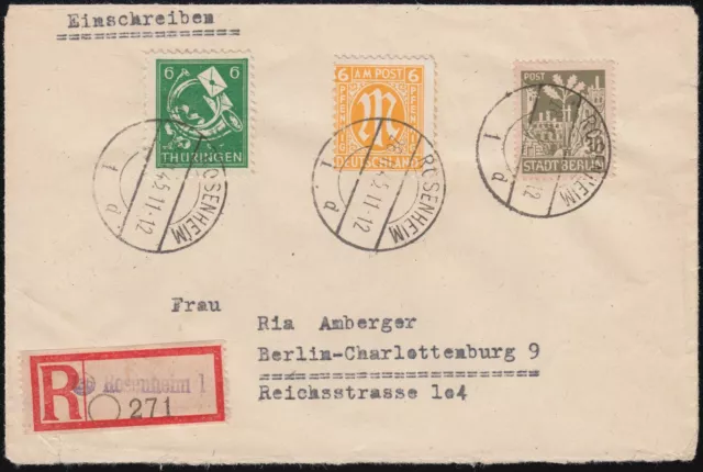 All. Bes. SBZ Marken Bayern nach Westberlin R-Brief Mi.Nr. Mi.Wert - € (1173)